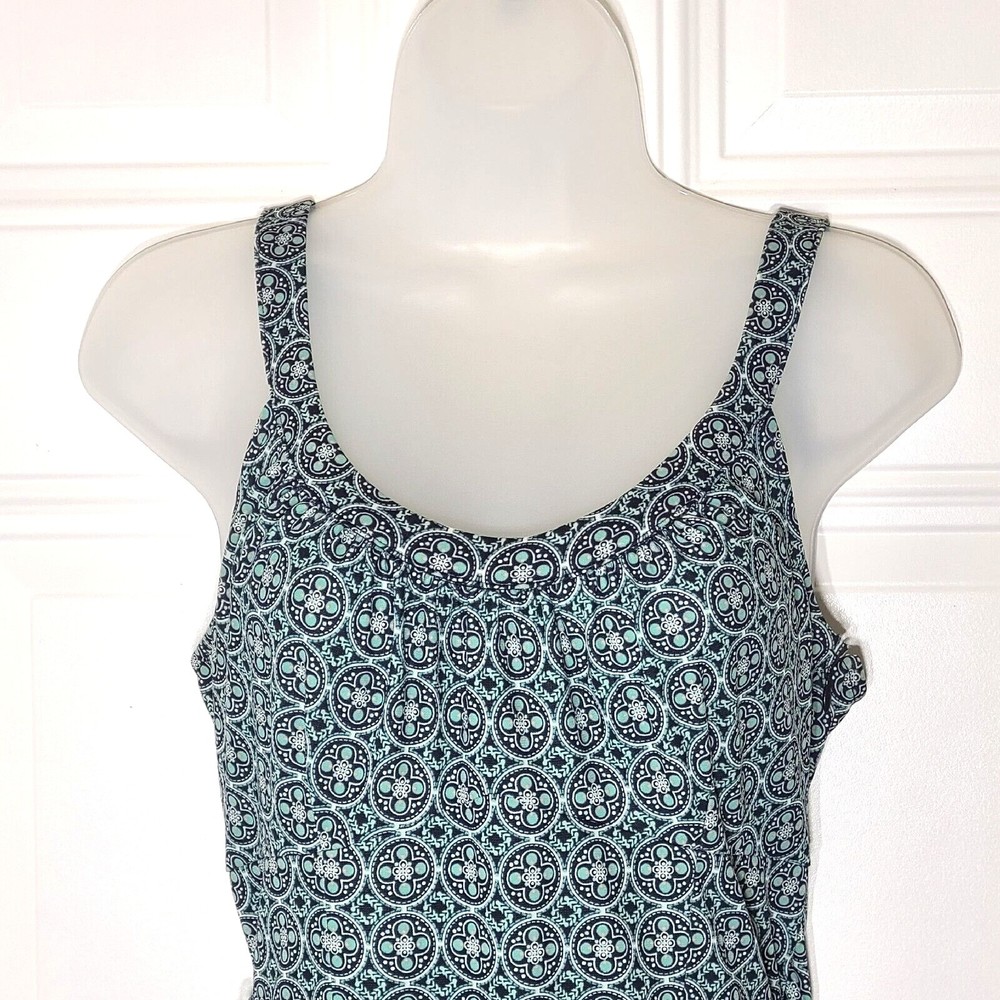 Ann Taylor Loft Midi Dress Size 6 Multicolor Sleeveless Belt Side Zip Stretch